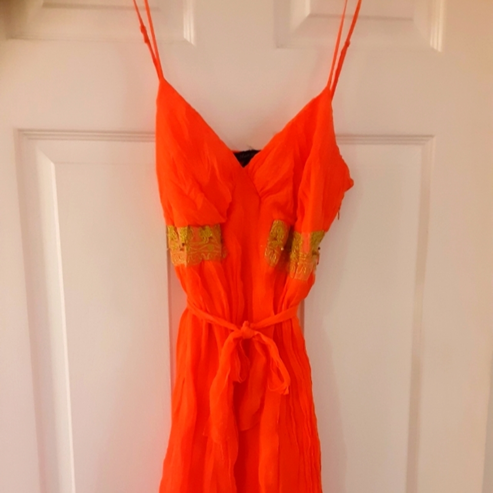 Heart Moon Star BranddBeautiful Bright Natural Orange Fancy Dress Strap Camisole